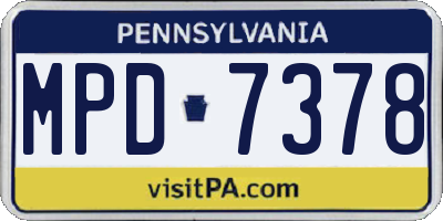 PA license plate MPD7378
