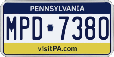 PA license plate MPD7380