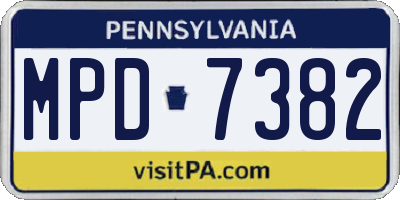 PA license plate MPD7382