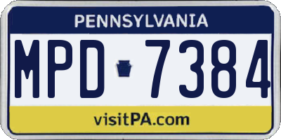 PA license plate MPD7384