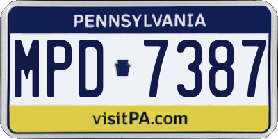 PA license plate MPD7387