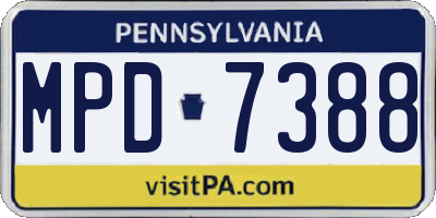 PA license plate MPD7388