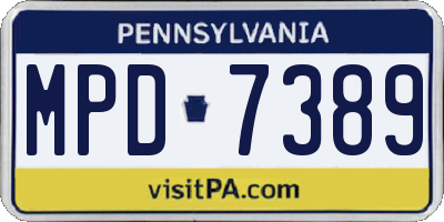 PA license plate MPD7389