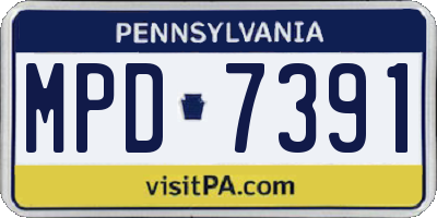 PA license plate MPD7391