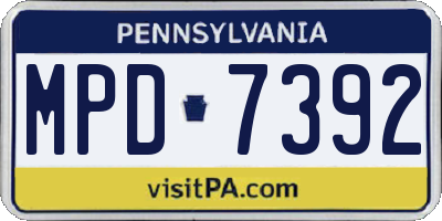 PA license plate MPD7392