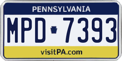 PA license plate MPD7393
