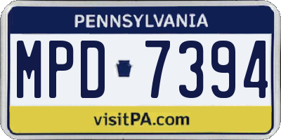 PA license plate MPD7394