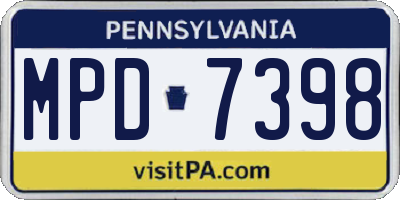 PA license plate MPD7398