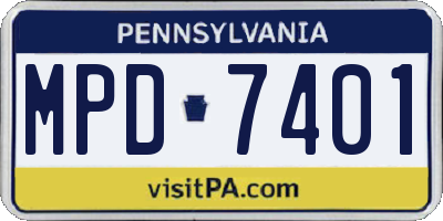 PA license plate MPD7401