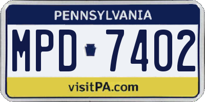 PA license plate MPD7402