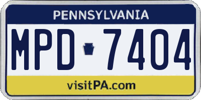 PA license plate MPD7404