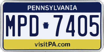 PA license plate MPD7405