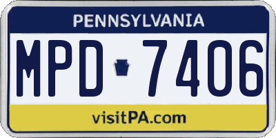 PA license plate MPD7406
