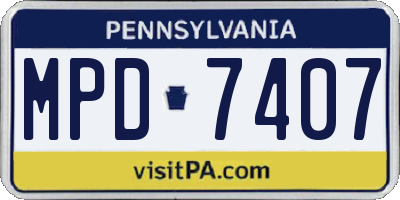 PA license plate MPD7407