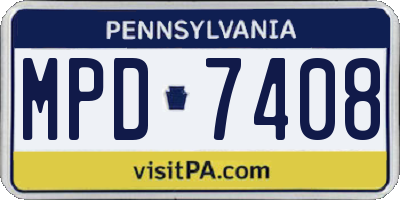 PA license plate MPD7408