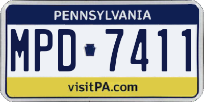 PA license plate MPD7411