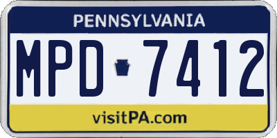 PA license plate MPD7412