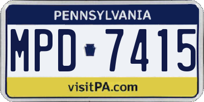 PA license plate MPD7415