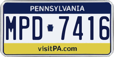 PA license plate MPD7416