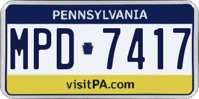 PA license plate MPD7417