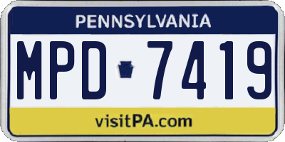 PA license plate MPD7419