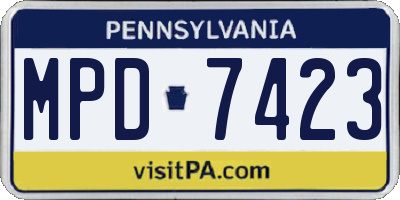 PA license plate MPD7423