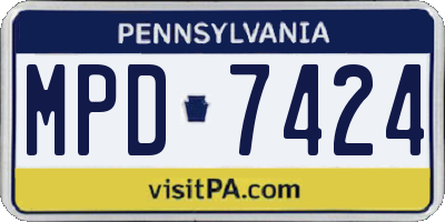 PA license plate MPD7424