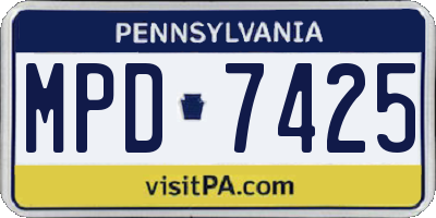 PA license plate MPD7425