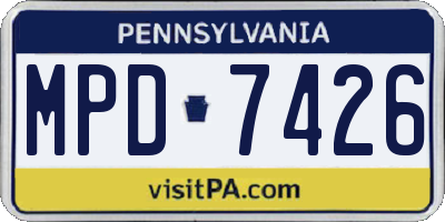 PA license plate MPD7426