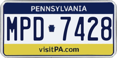 PA license plate MPD7428