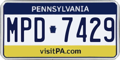 PA license plate MPD7429