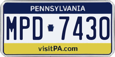 PA license plate MPD7430