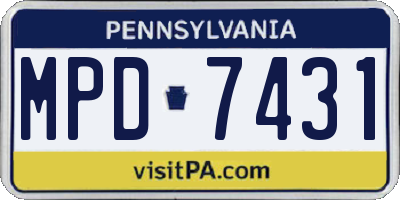 PA license plate MPD7431