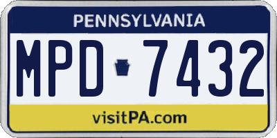 PA license plate MPD7432