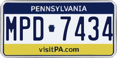 PA license plate MPD7434