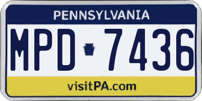 PA license plate MPD7436