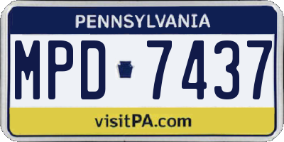 PA license plate MPD7437