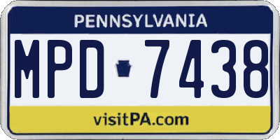 PA license plate MPD7438