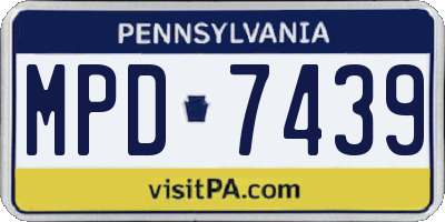 PA license plate MPD7439