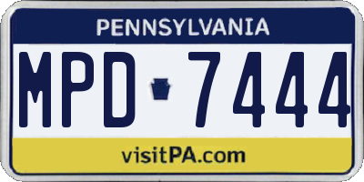 PA license plate MPD7444