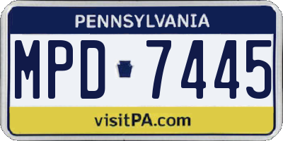 PA license plate MPD7445