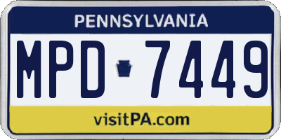 PA license plate MPD7449