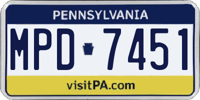 PA license plate MPD7451