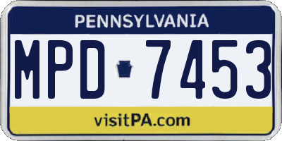 PA license plate MPD7453