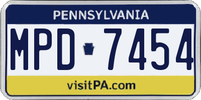 PA license plate MPD7454