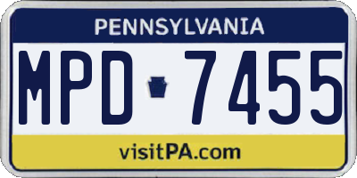 PA license plate MPD7455