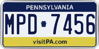 PA license plate MPD7456