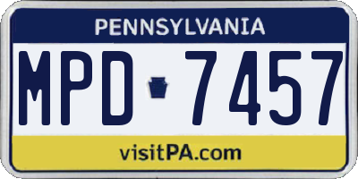 PA license plate MPD7457