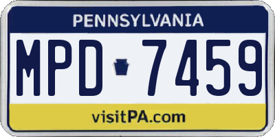 PA license plate MPD7459