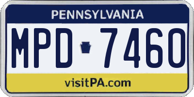 PA license plate MPD7460